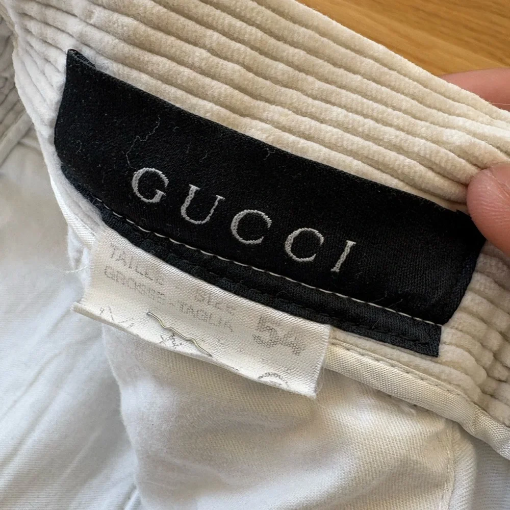 Gucci Off White Ivory Cotton Corduroy Pants Made in Italy Preppy Retro 54 38x32
